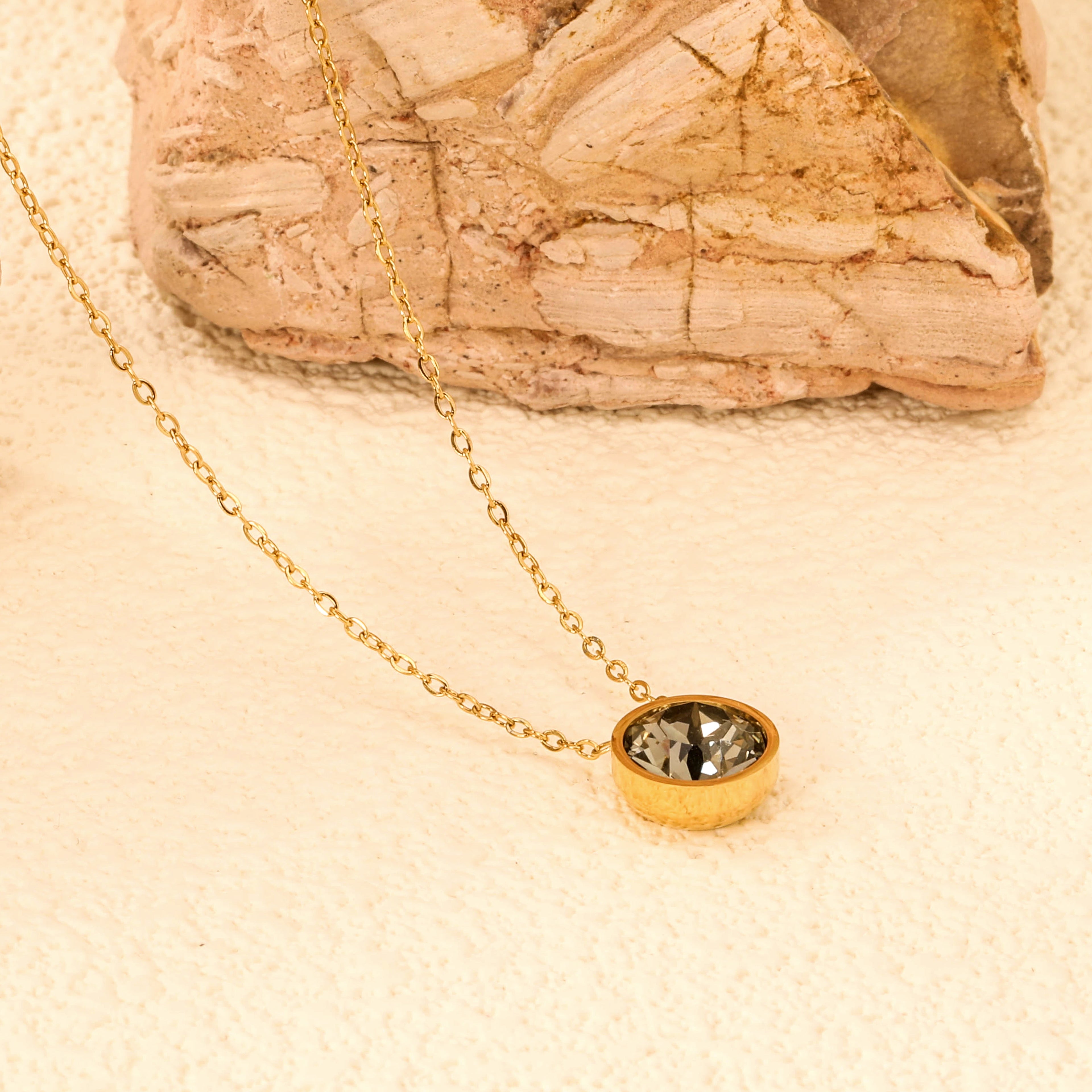 Ronde veelkleurige opaal hanger ketting