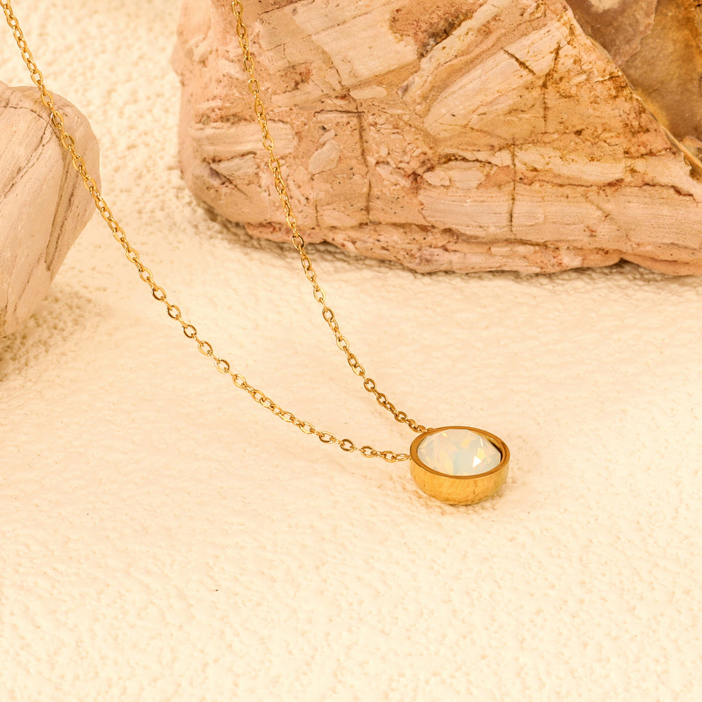 Ronde veelkleurige opaal hanger ketting