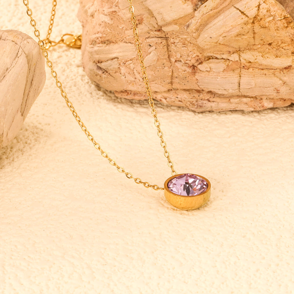 Ronde veelkleurige opaal hanger ketting