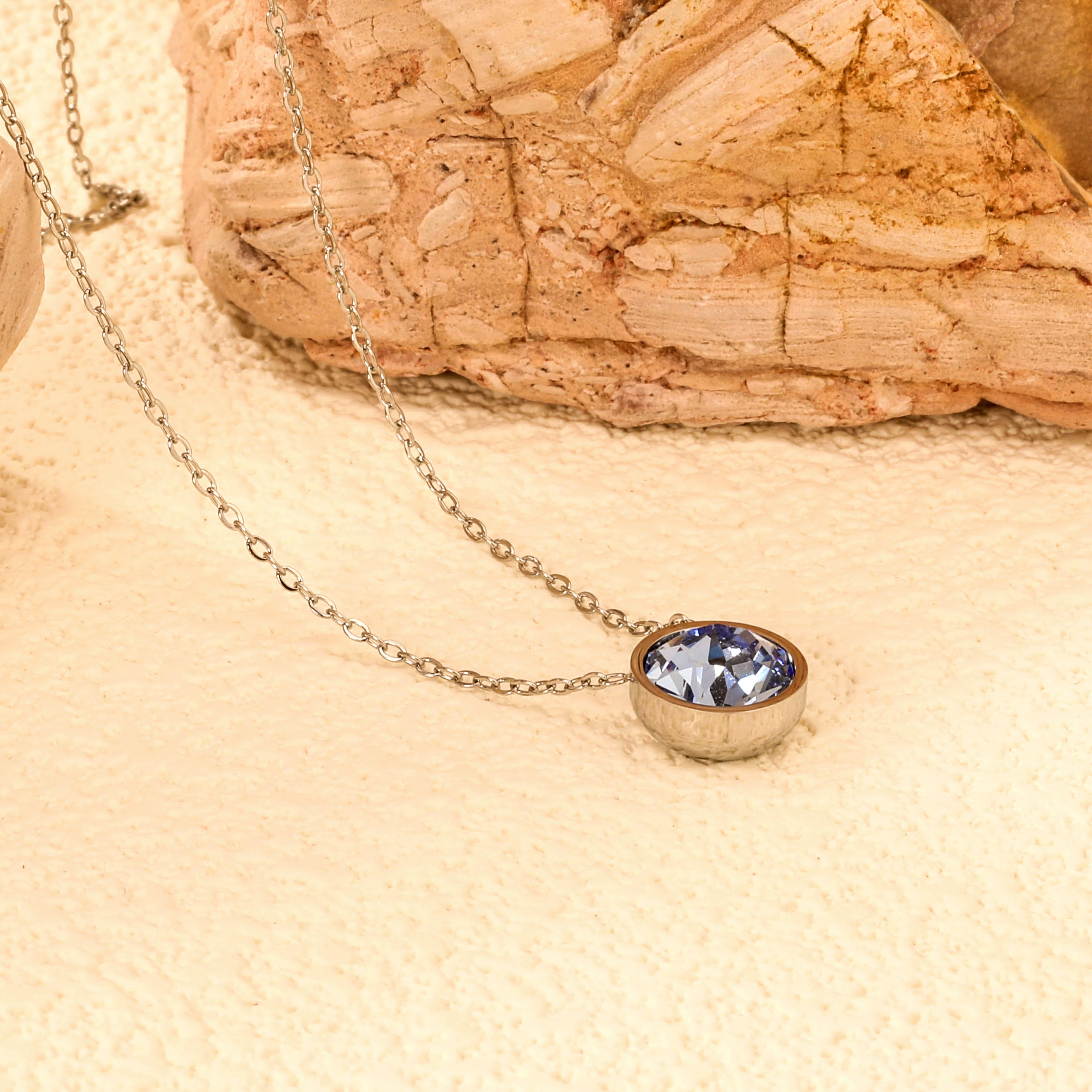 Ronde veelkleurige opaal hanger ketting