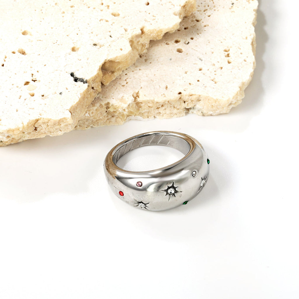 Overdreven gemengde kleur diamanten ring