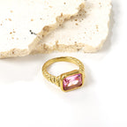 Oversized roze diamanten ring met schroefdraad