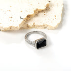 Oversized zwarte diamant ring met schroefdraad