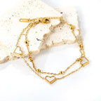 Chaîne à main double en coquillage blanc en forme de cœur