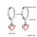 Cirkel met hartvormige diamant roze oorbellen