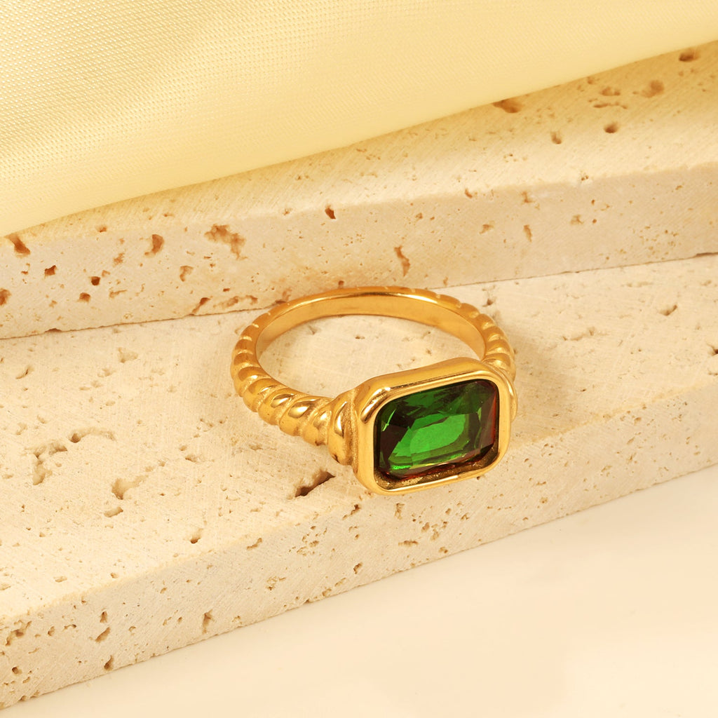 Oversized groene diamant-schroefbandring
