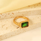 Oversized groene diamant-schroefbandring