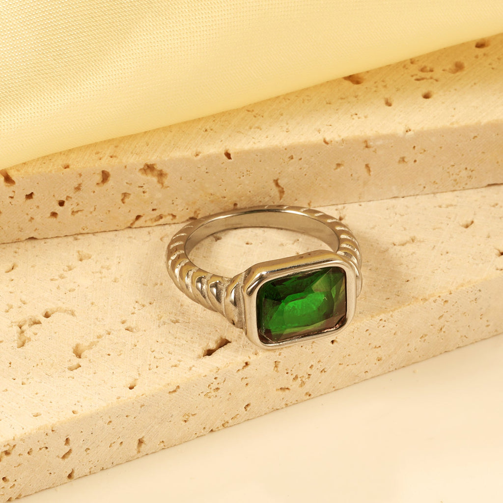 Oversized groene diamant-schroefbandring