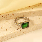 Oversized groene diamant-schroefbandring