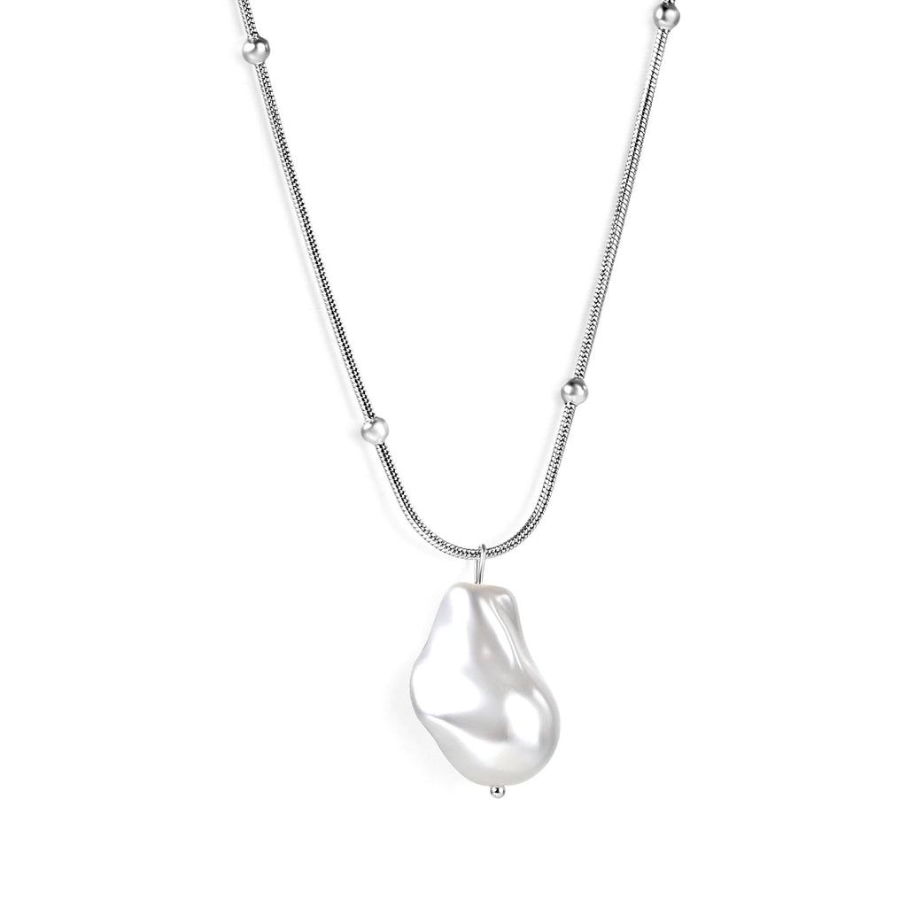 Gevormde witte parel hanger ketting