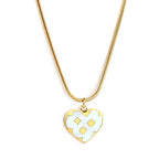 Hart Klaver Witte Schelp Ketting