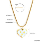 Hart Klaver Witte Schelp Ketting