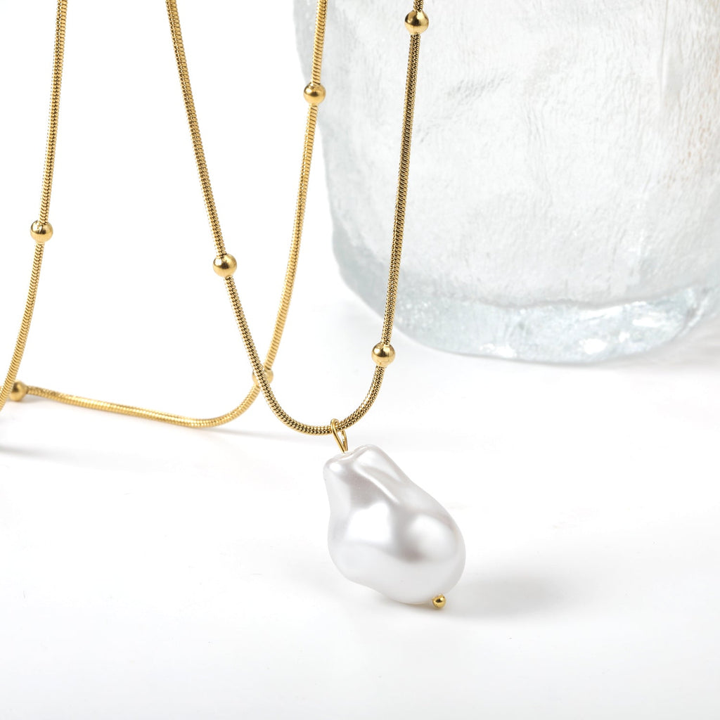 Gevormde witte parel hanger ketting