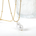 Gevormde witte parel hanger ketting