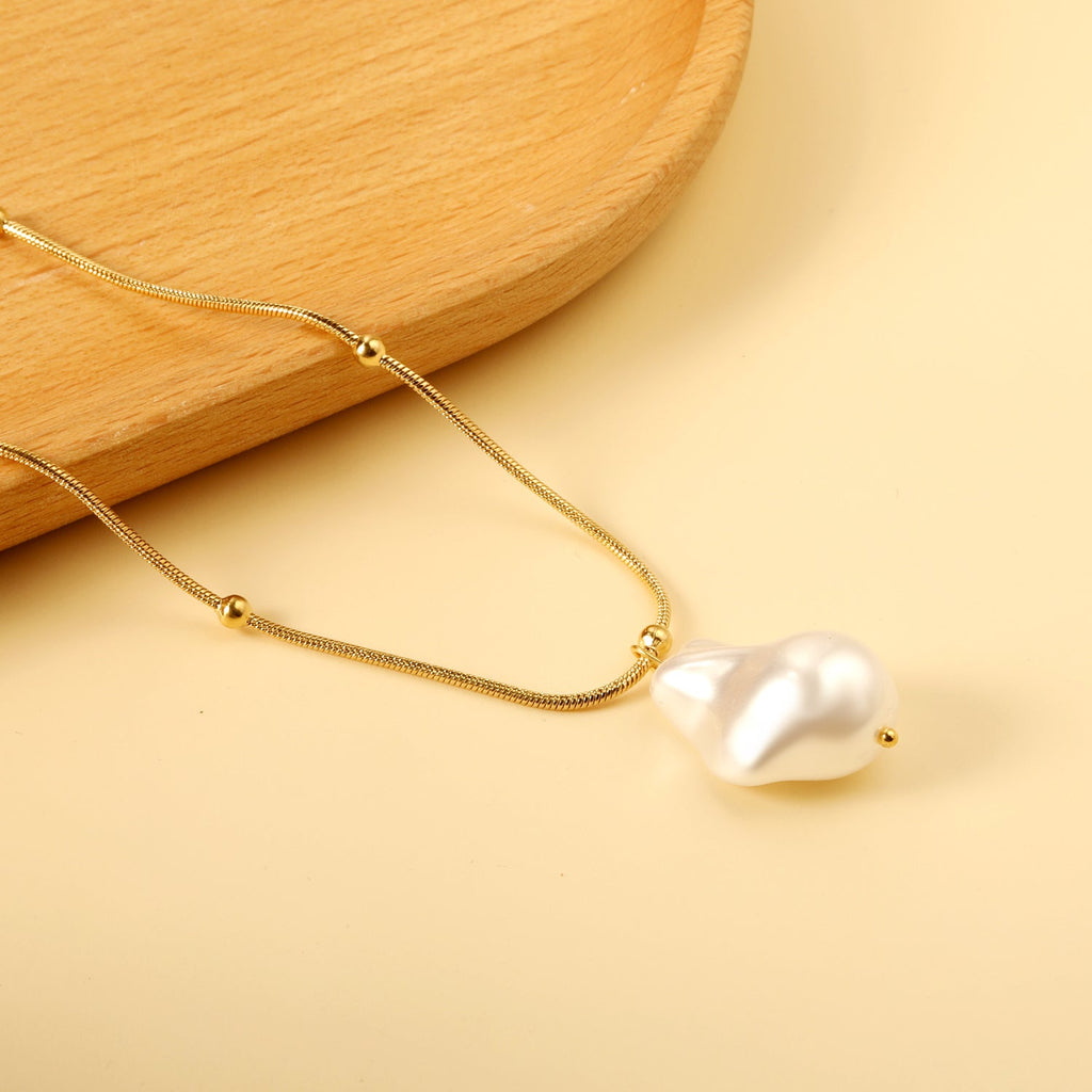 Gevormde witte parel hanger ketting