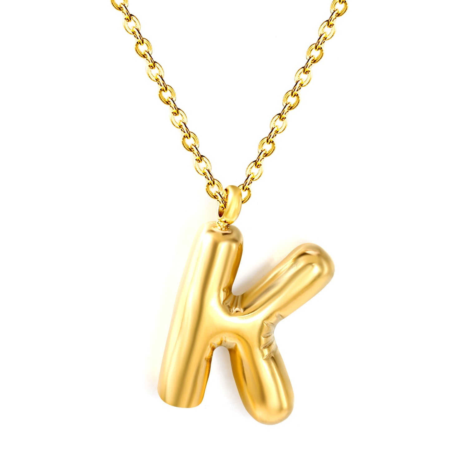 Bubble Letter Initial Necklace
