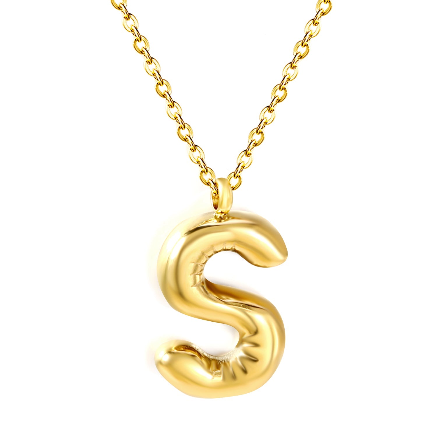 Bubble Letter Initial Necklace