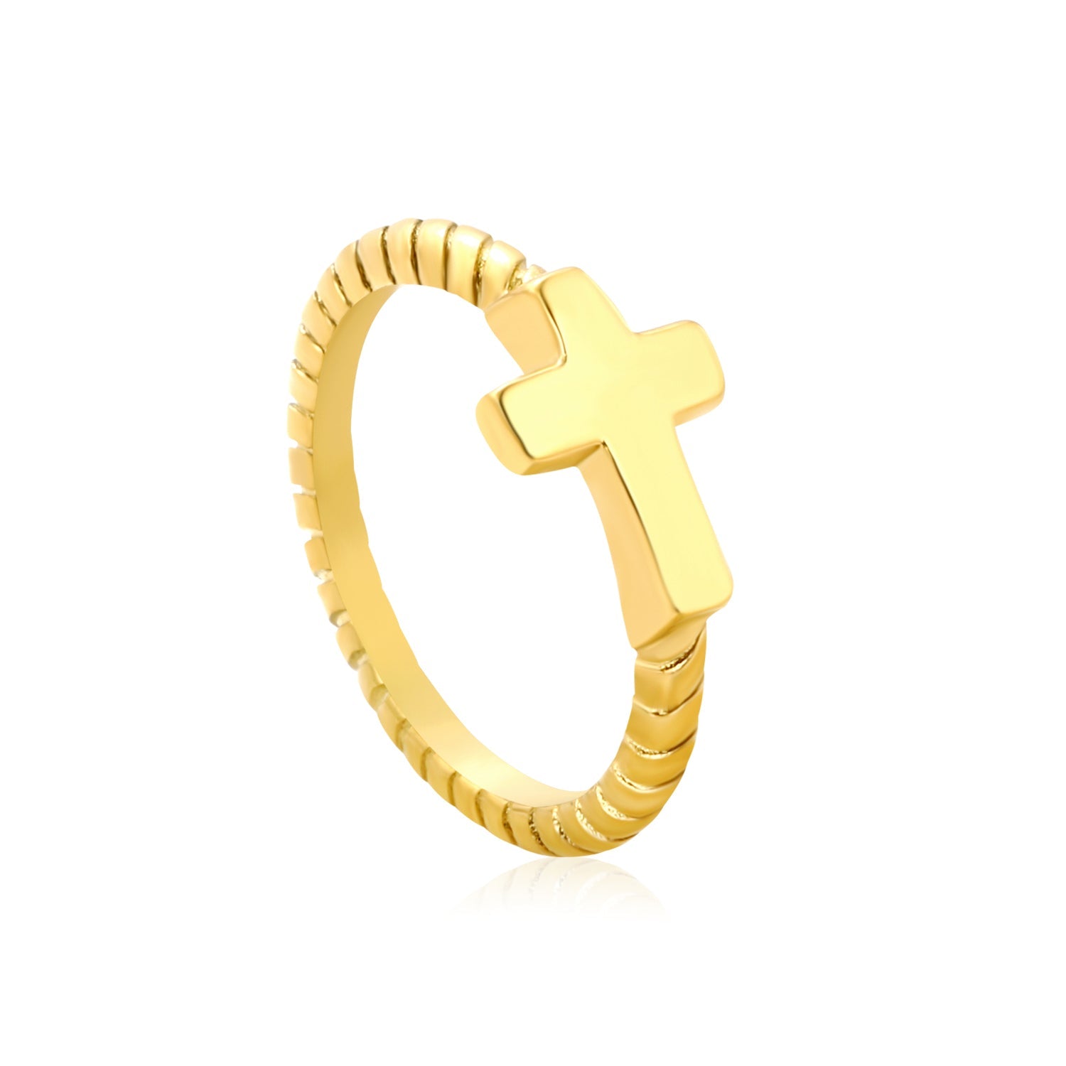 Gold-tone twisted cross ring for women by JSC Jewelry