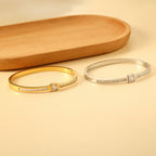 Rechthoekige armband met schelp en diamant