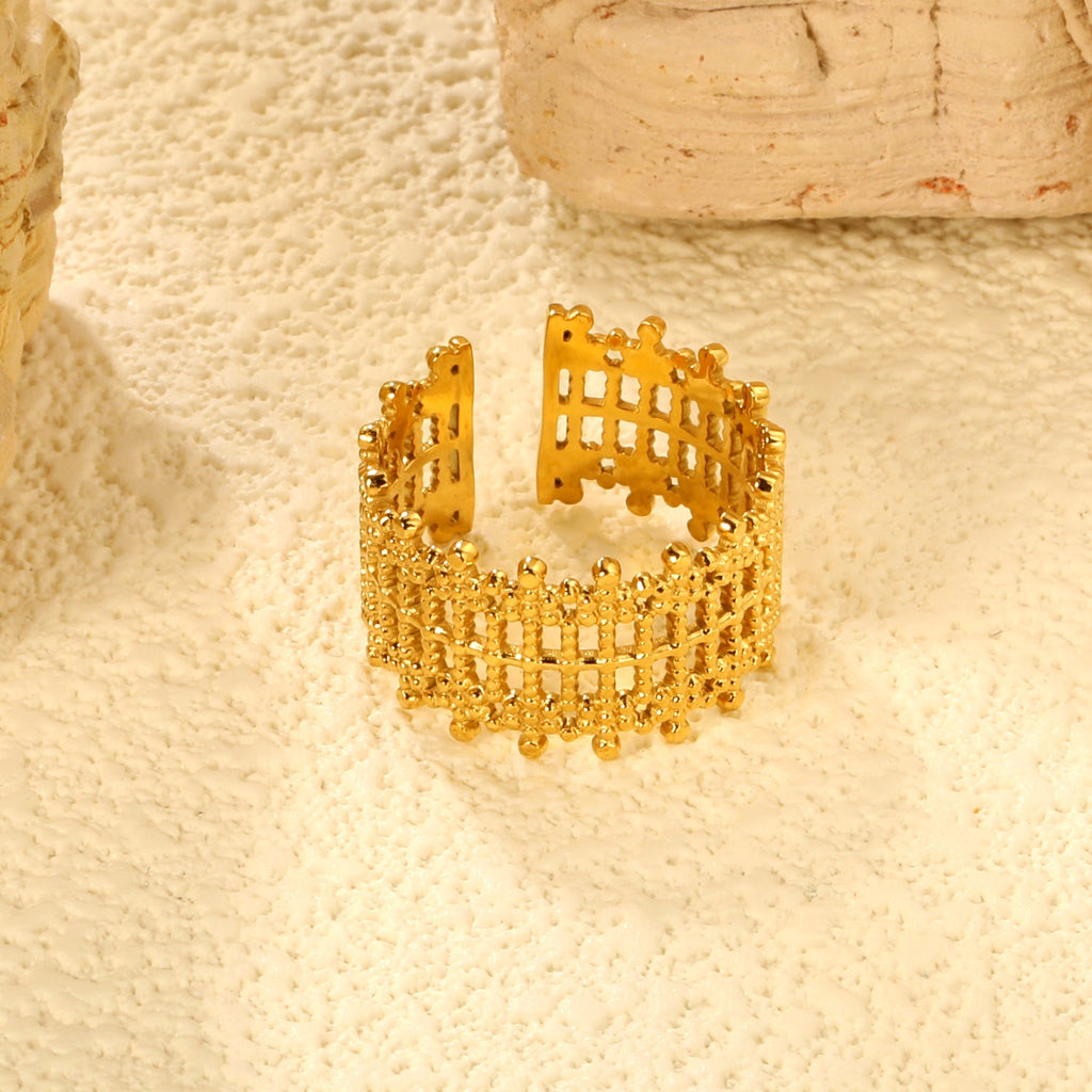 Gouden rasterpatroon open ring