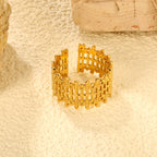 Gouden rasterpatroon open ring