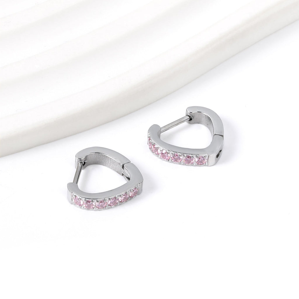 Boucles d'oreilles à clips en forme de cœur avec diamants