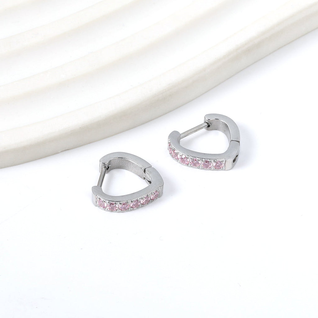 Boucles d'oreilles à clips en forme de cœur avec diamants