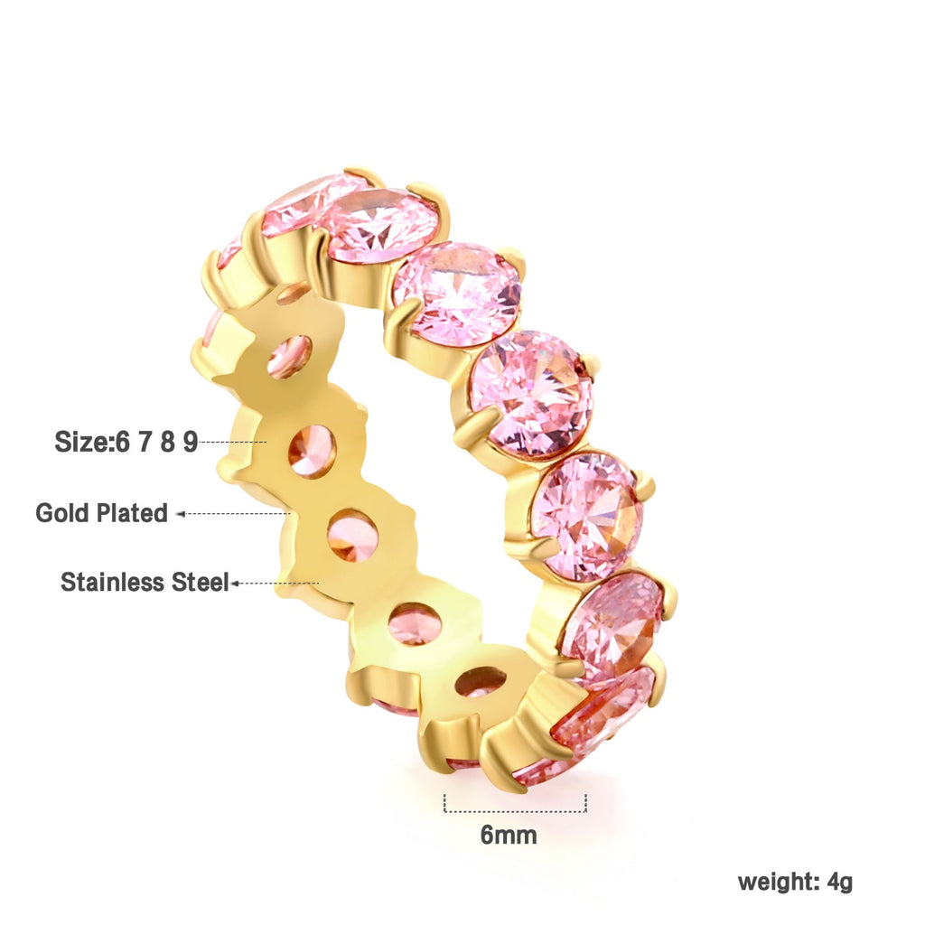 Witte stenen roestvrijstalen ring