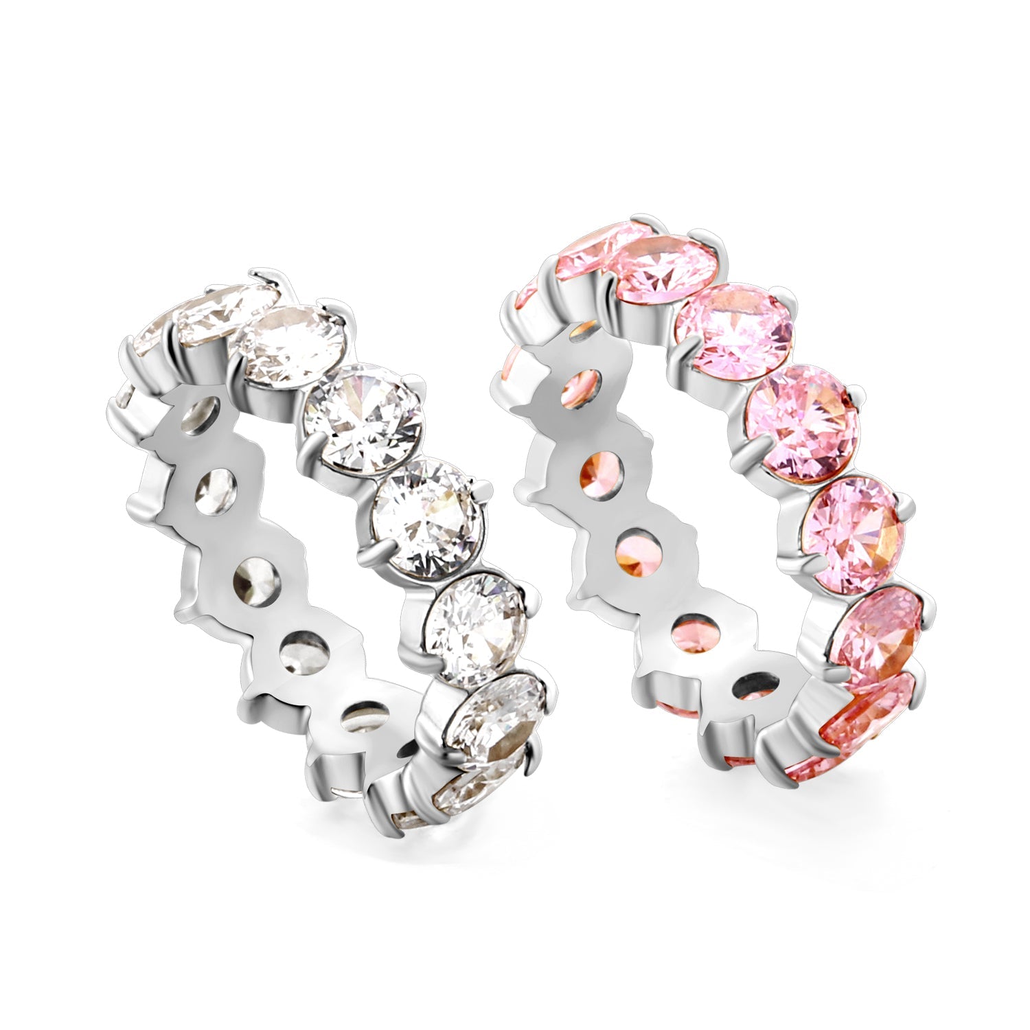 Witte stenen roestvrijstalen ring