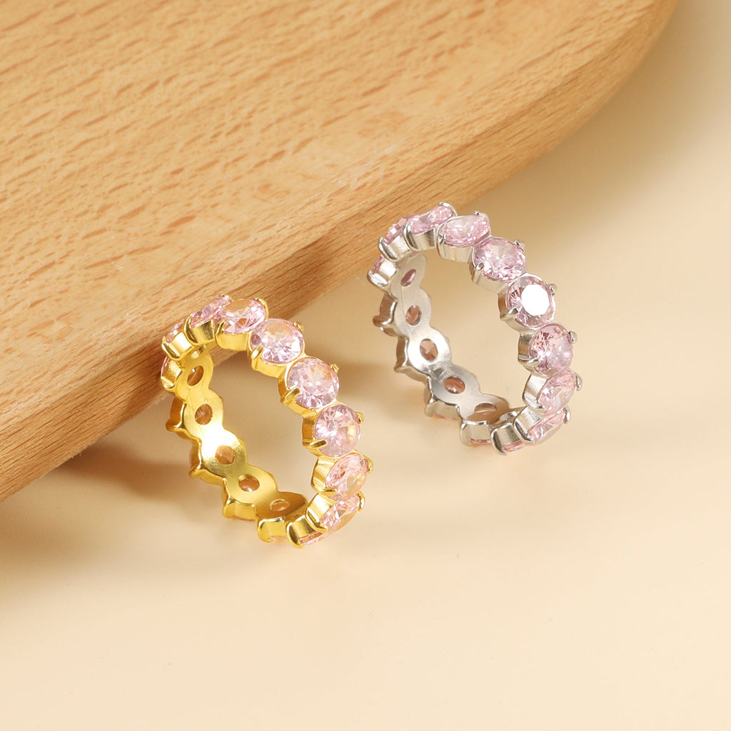 Witte stenen roestvrijstalen ring