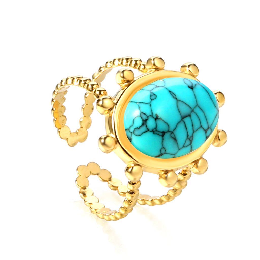 Enkele bandring met heldere, turquoise en anthofyllietstenen