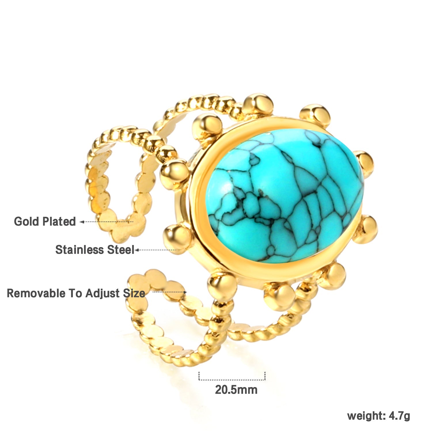 Enkele bandring met heldere, turquoise en anthofyllietstenen