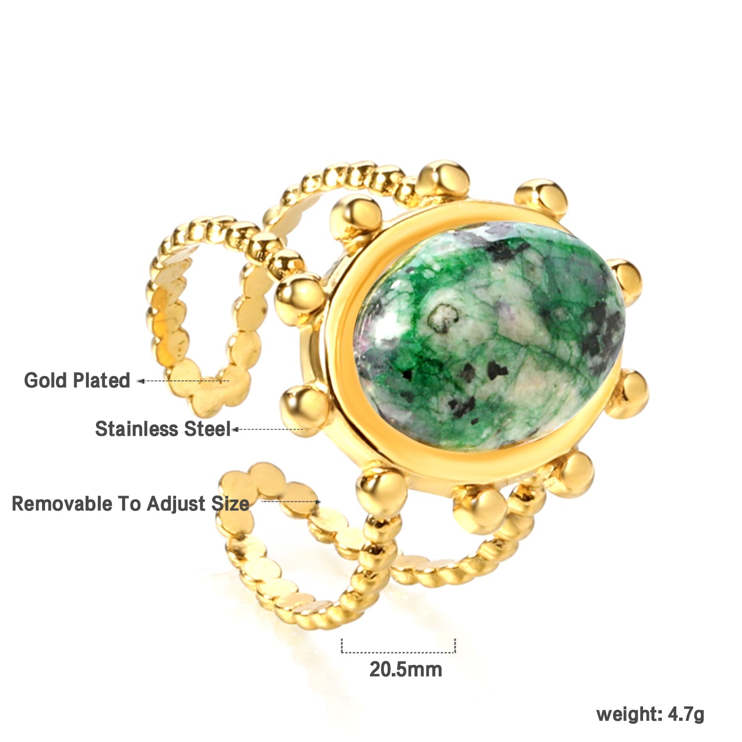 Enkele bandring met heldere, turquoise en anthofyllietstenen