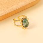 Enkele bandring met heldere, turquoise en anthofyllietstenen