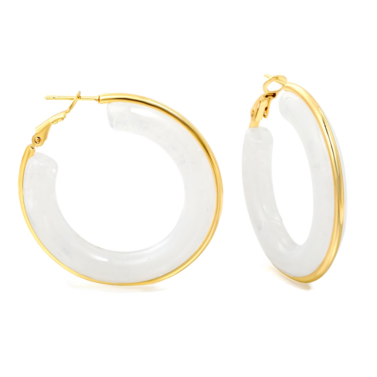 Ronde oorbellen met veelkleurige harslussen