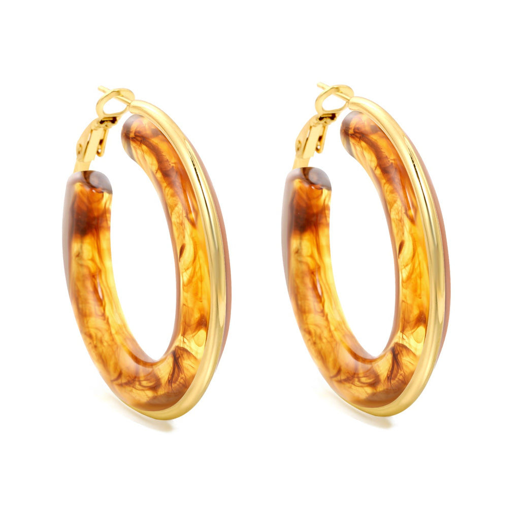 Ronde oorbellen met veelkleurige harslussen