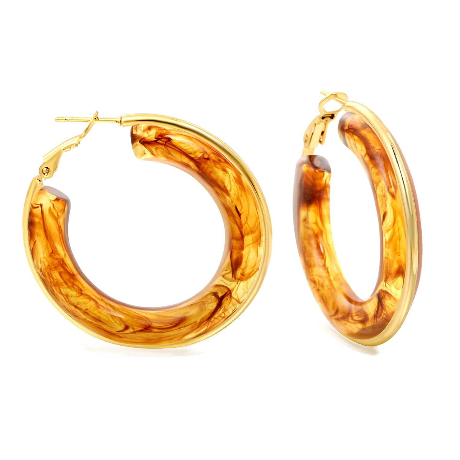 Ronde oorbellen met veelkleurige harslussen