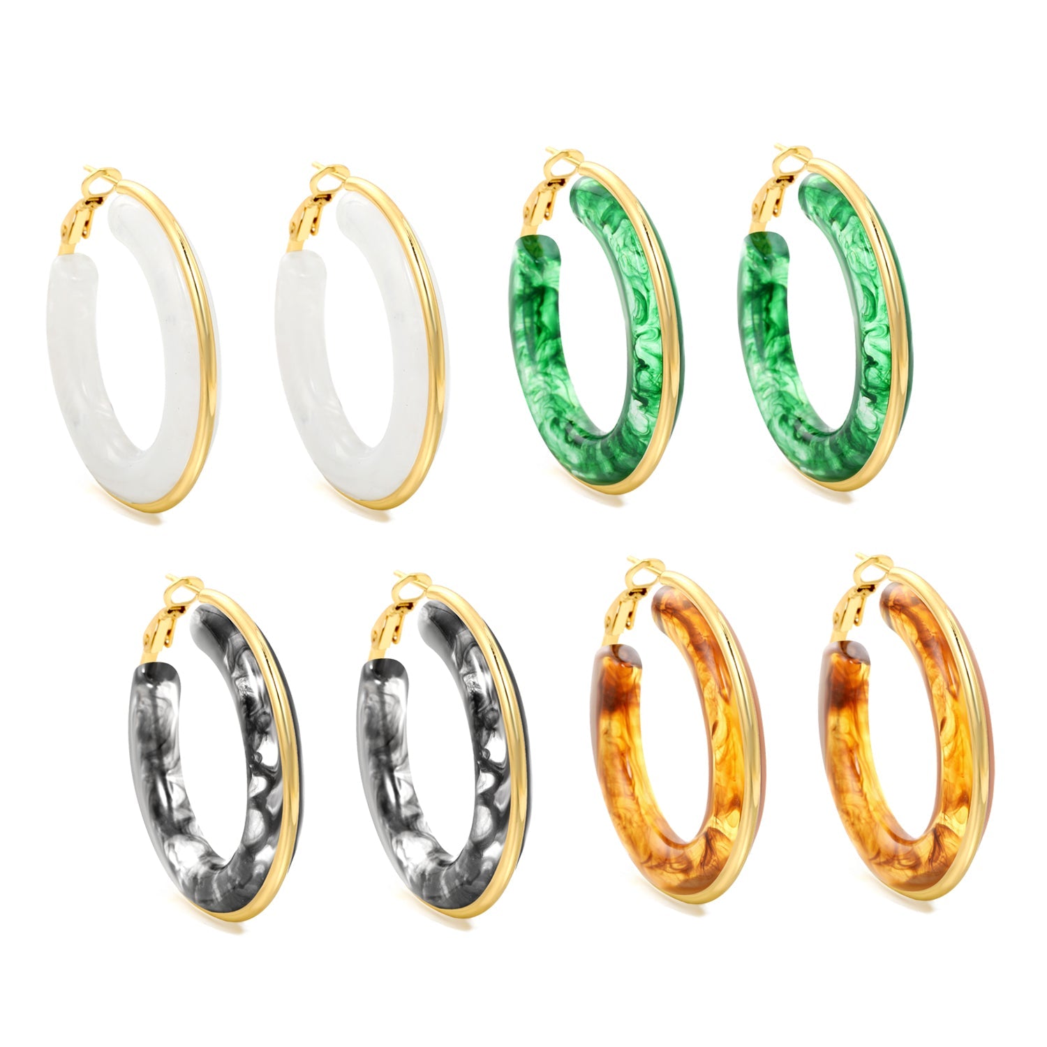 Ronde oorbellen met veelkleurige harslussen