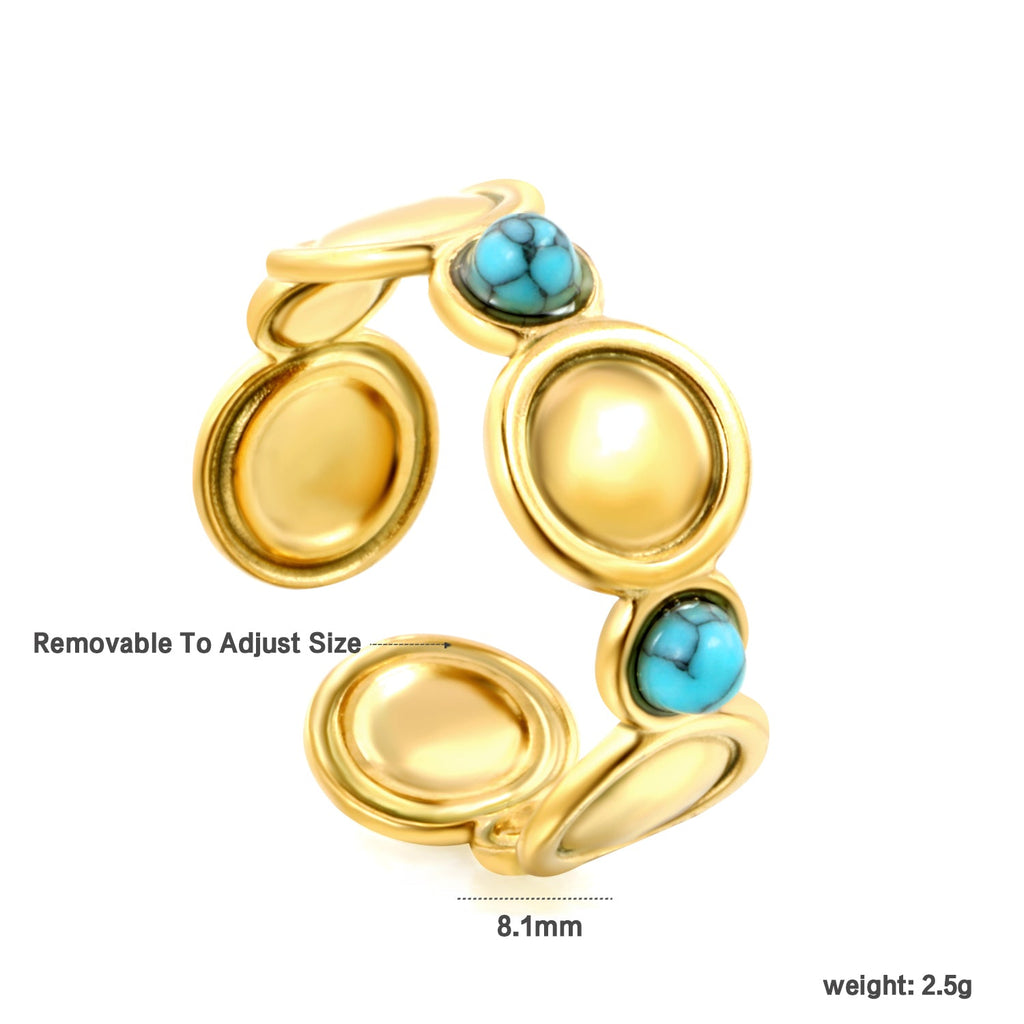 Ring met schijf en turquoise steen