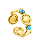 Ring met schijf en turquoise steen