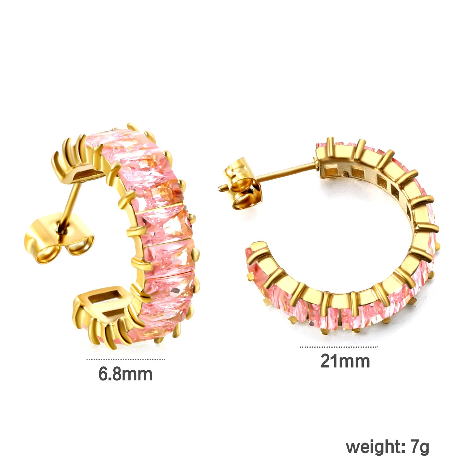 C-vormige oorbellen met twee grepen en zirkonium