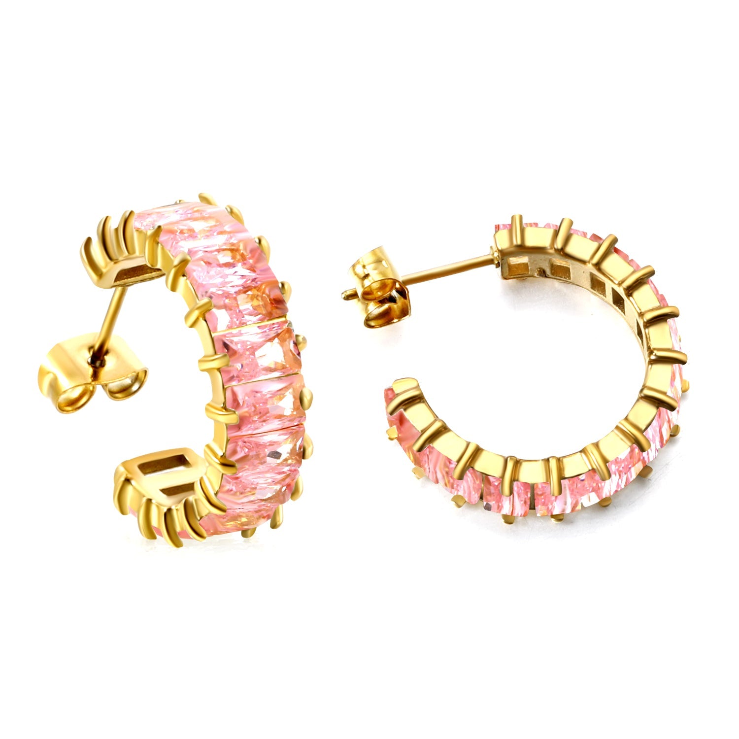 C-vormige oorbellen met twee grepen en zirkonium