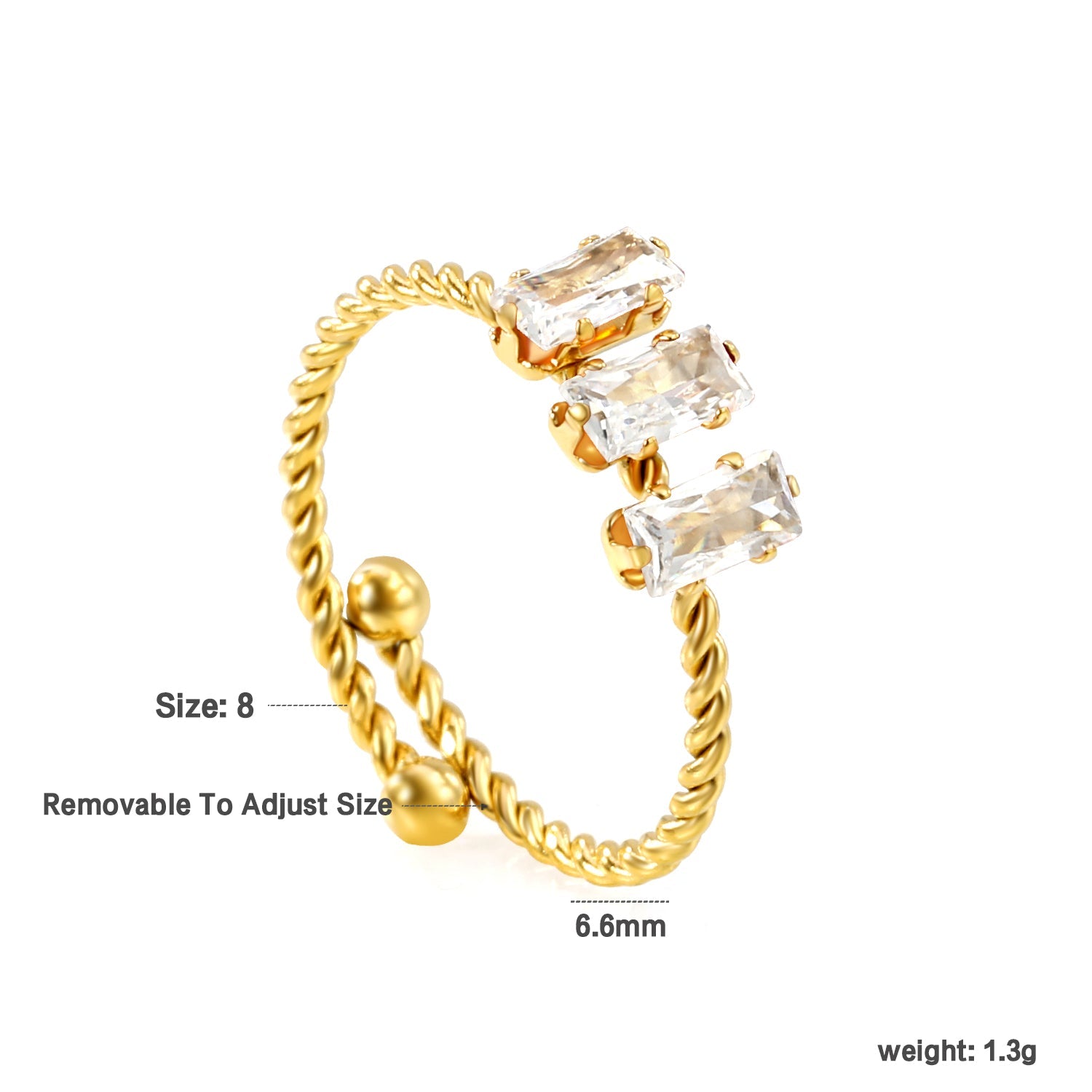 Hoge 6,6 mm losse twist zirkonium ring