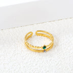 Bague à diamants blancs et verts à centre ouvert