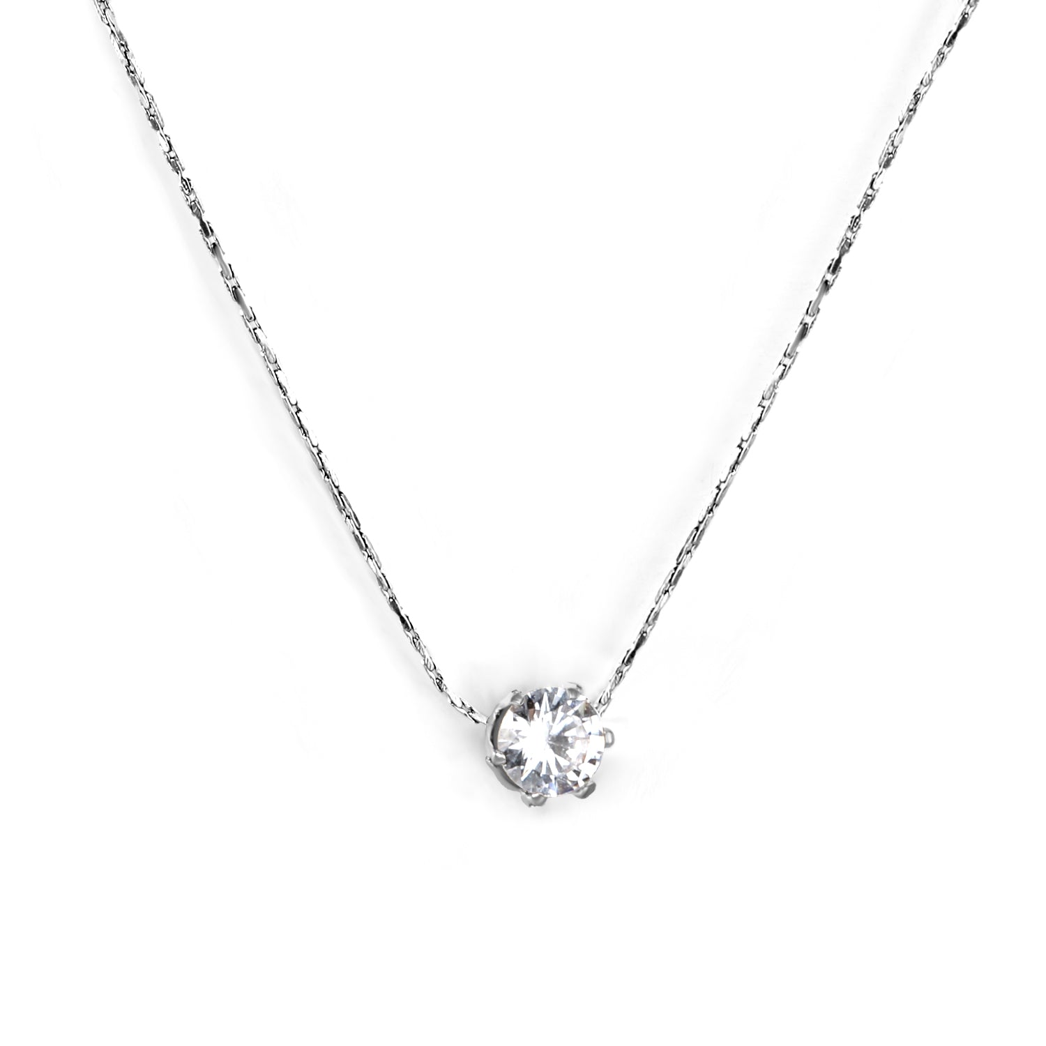 Ketting met zespuntige witte diamanten hanger – tijdloze elegantie van staal en goud