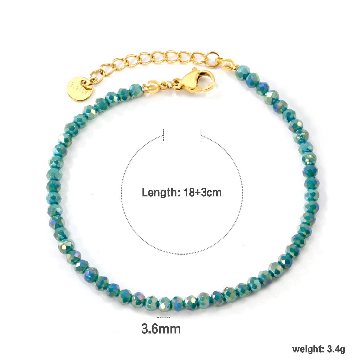 Bracelet de perles rondes rhombiques