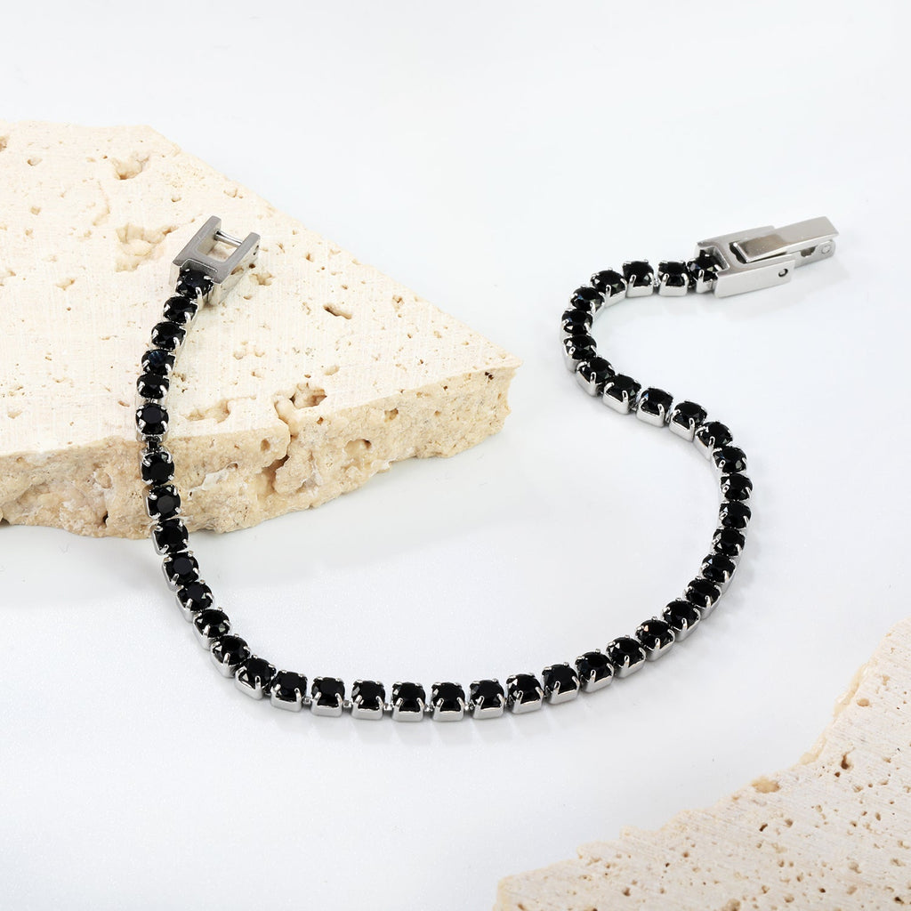 Bracelet à fermoir rond en cristal de zircone