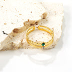 Bague à diamants blancs et verts à centre ouvert