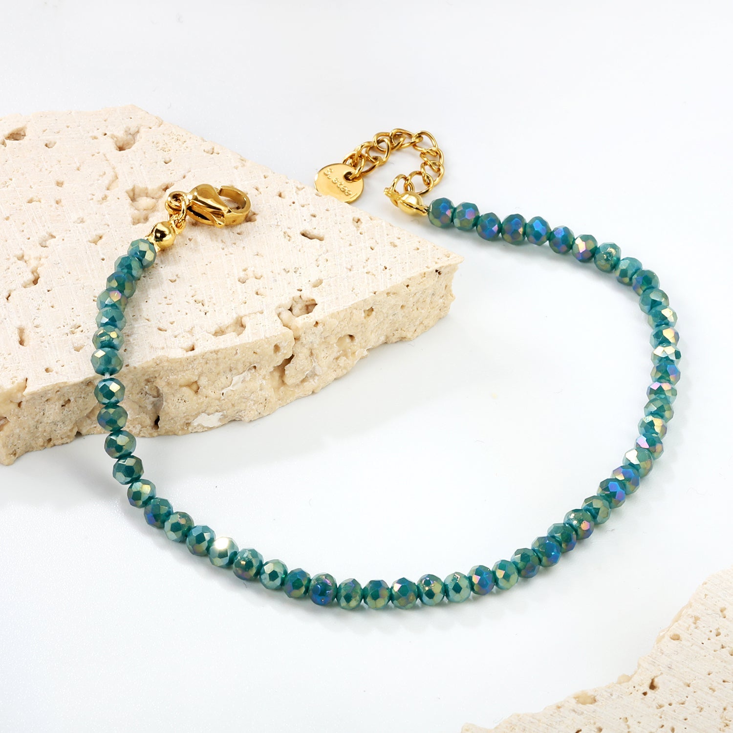 Bracelet de perles rondes rhombiques