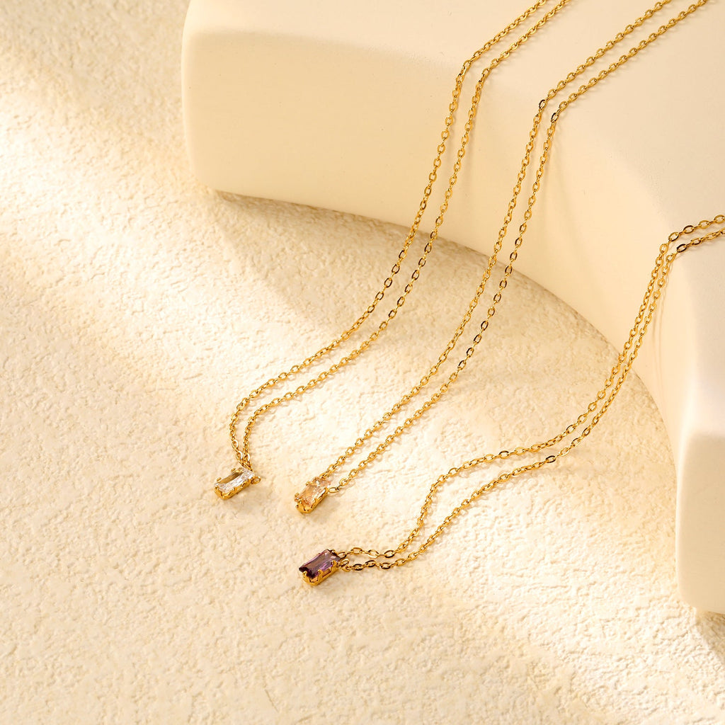 Vierkante zirkoon hanger ketting met kruisketting